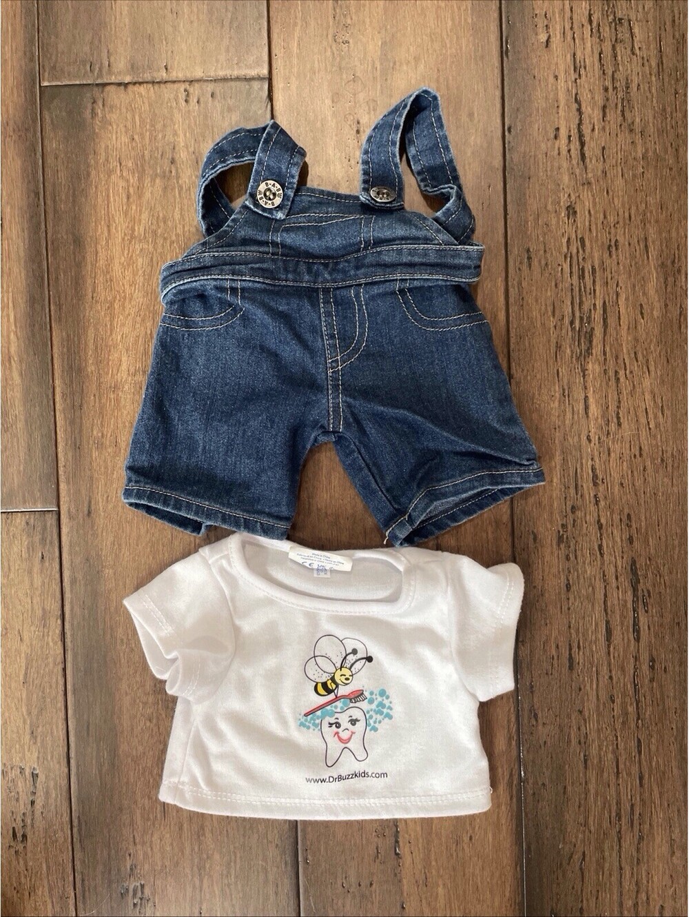 Build A Bear Overalls And T Shirt Dr Buzz Kids White Top & Blue Pants Clothing